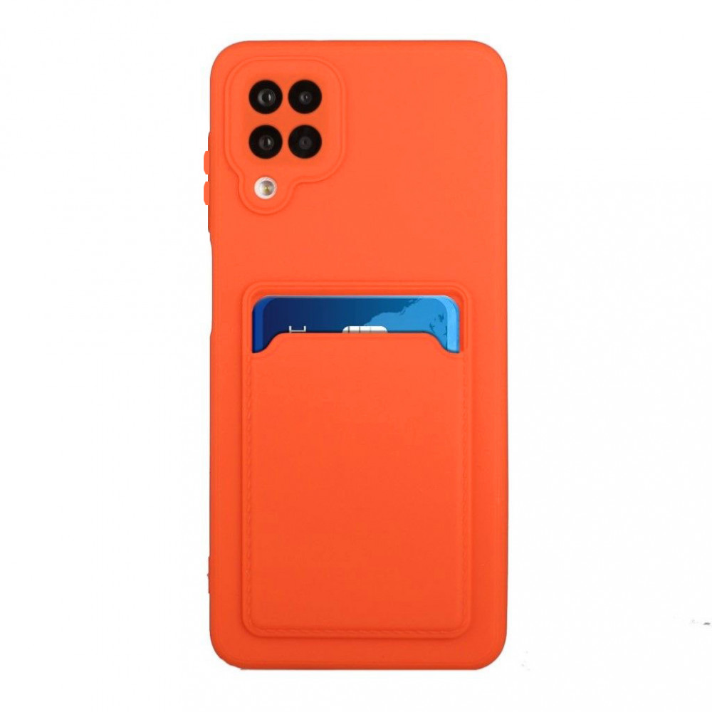 Husa Samsung Galaxy A12, Card Case, suport pentru carduri/cartele, portocalie — varianta 2