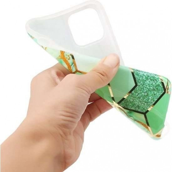 Husa protectie compatibila cu Apple iPhone 12 Pro Max Soft IMD TPU Marble Geometric Verde — varianta 2