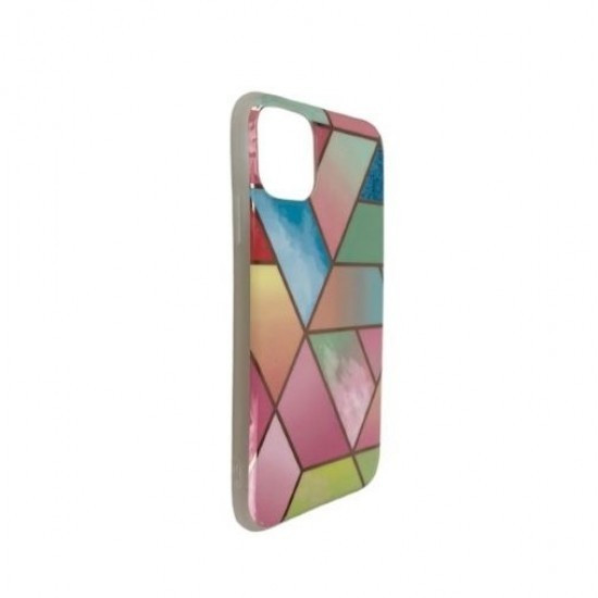 Husa protectie compatibila cu Apple iPhone 12 Pro Max Soft IMD TPU Marble Geometric Roz — varianta 2
