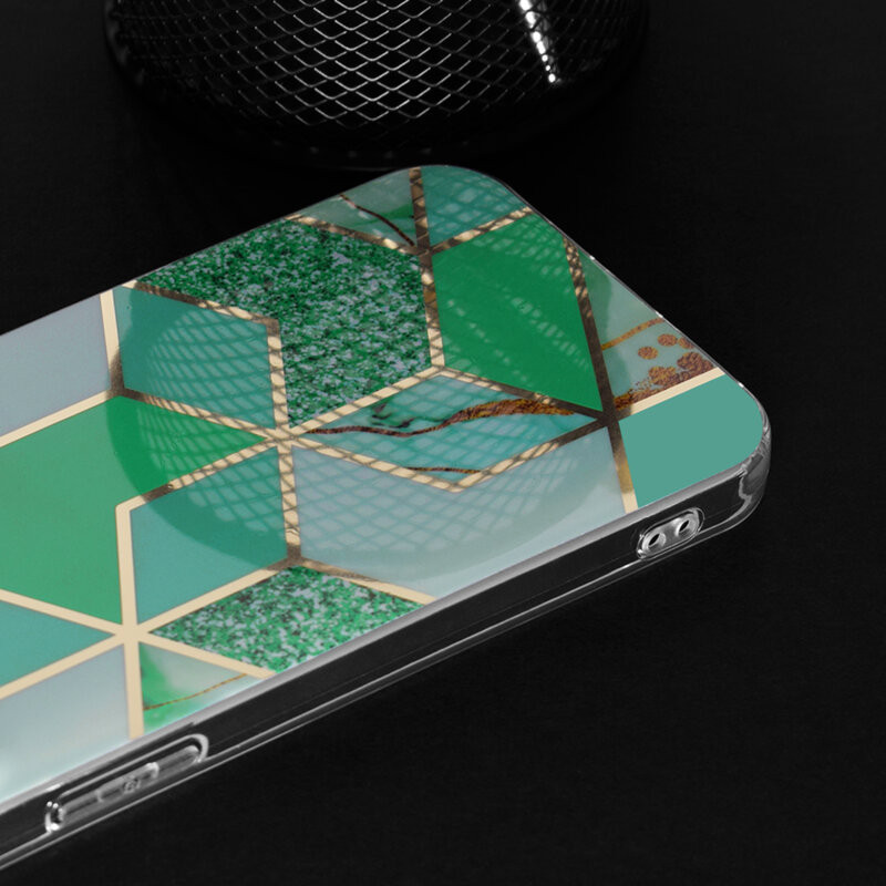 Husa Samsung Galaxy S21 5G, TPU marble geometric, verde — varianta 3