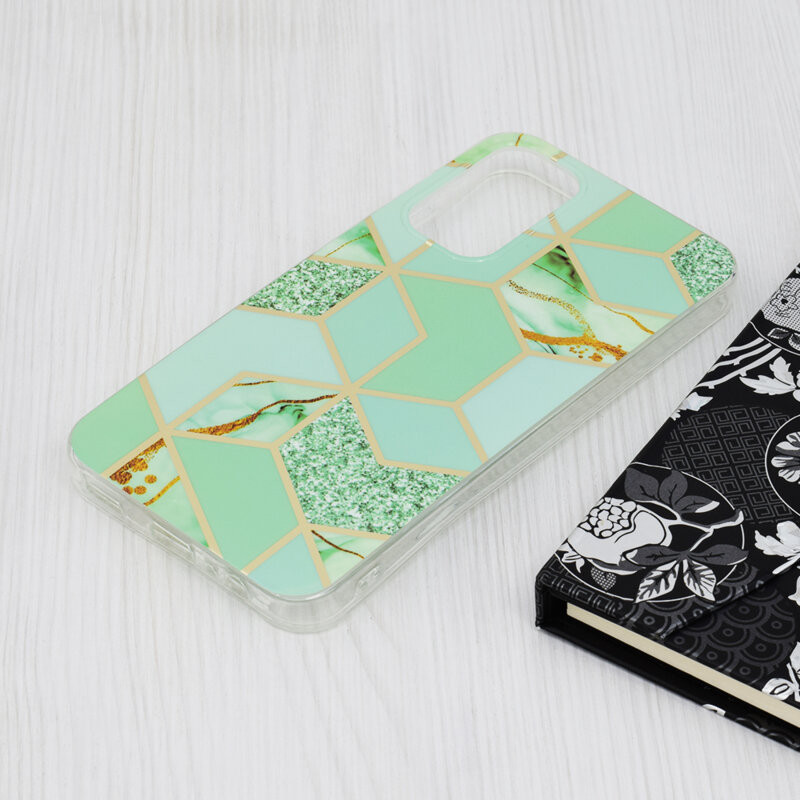 Husa Samsung Galaxy S21 5G, TPU marble geometric, verde — varianta 4