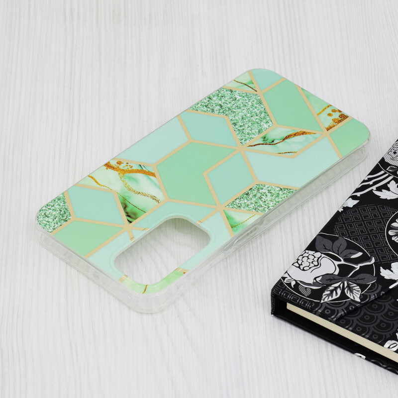 Husa Samsung Galaxy S21 5G, TPU marble geometric, verde — varianta 5