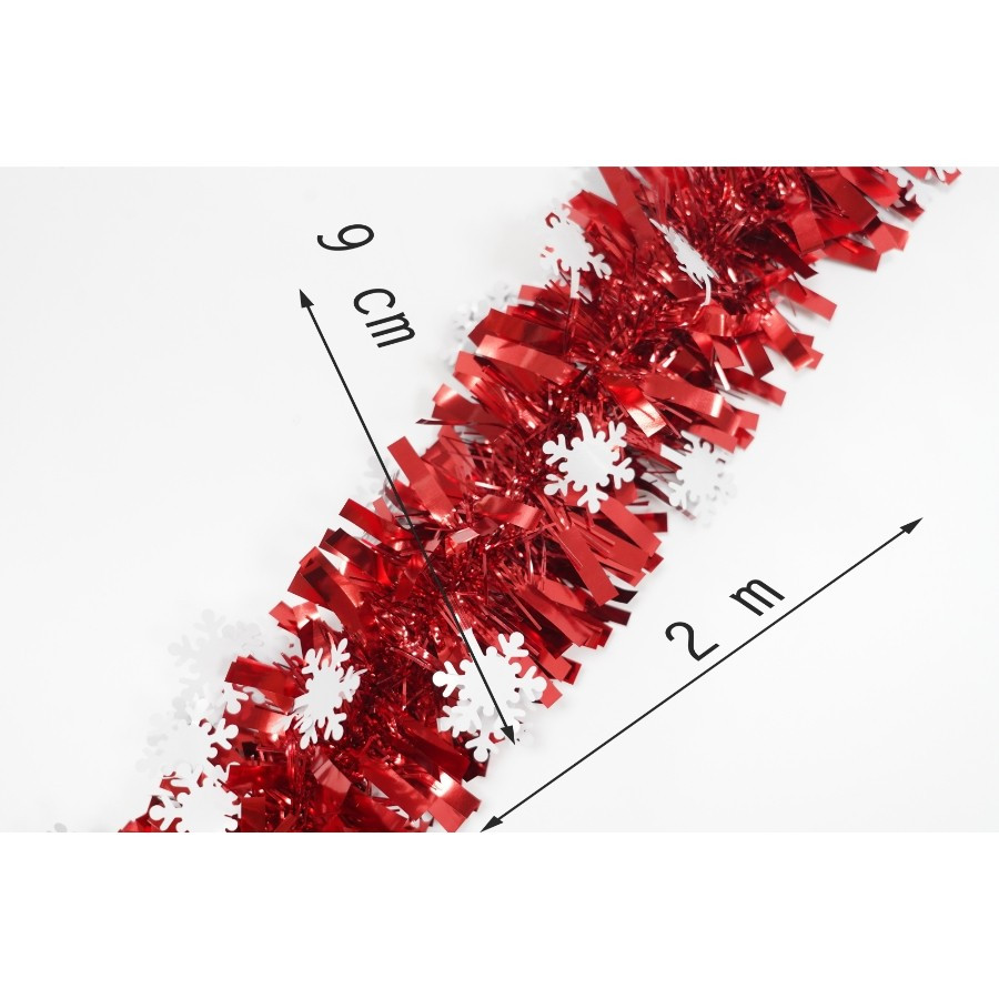 Beteala Craciun, 2 m x 9 x 9 cm, folie PVC, interior/exterior, rosie — varianta 4
