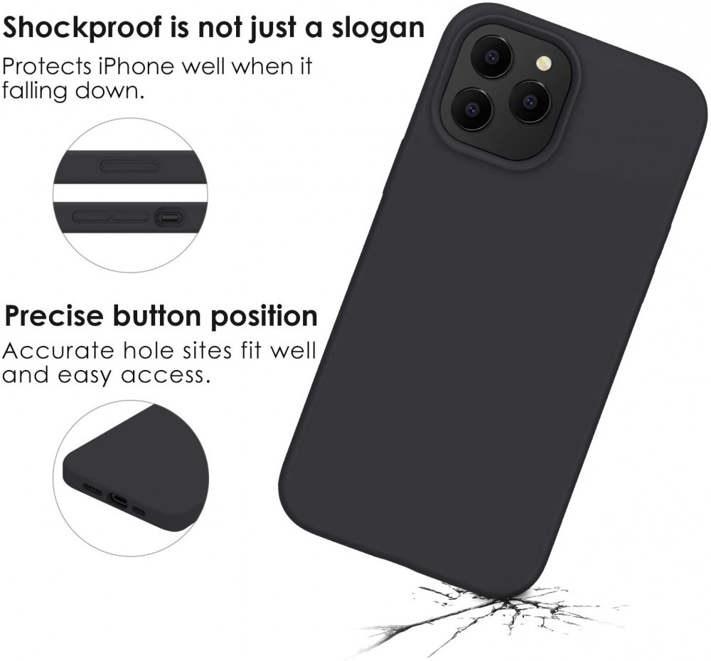 Husa Apple iPhone 12, Luxury Silicone, catifea in interior, protectie camere, negru — 4