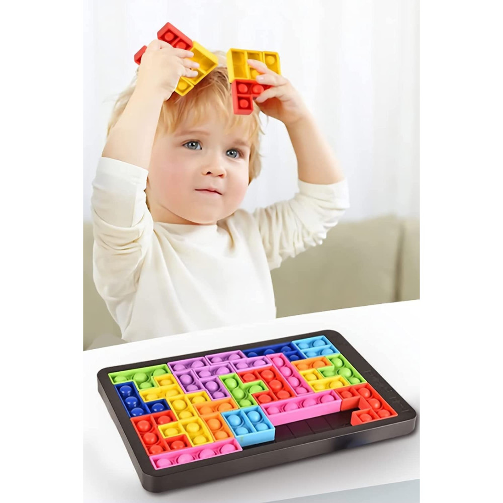 Joc antistres din silicon, Pop It Now and Flip It, Puzzle Blocks, Multicolor — 2