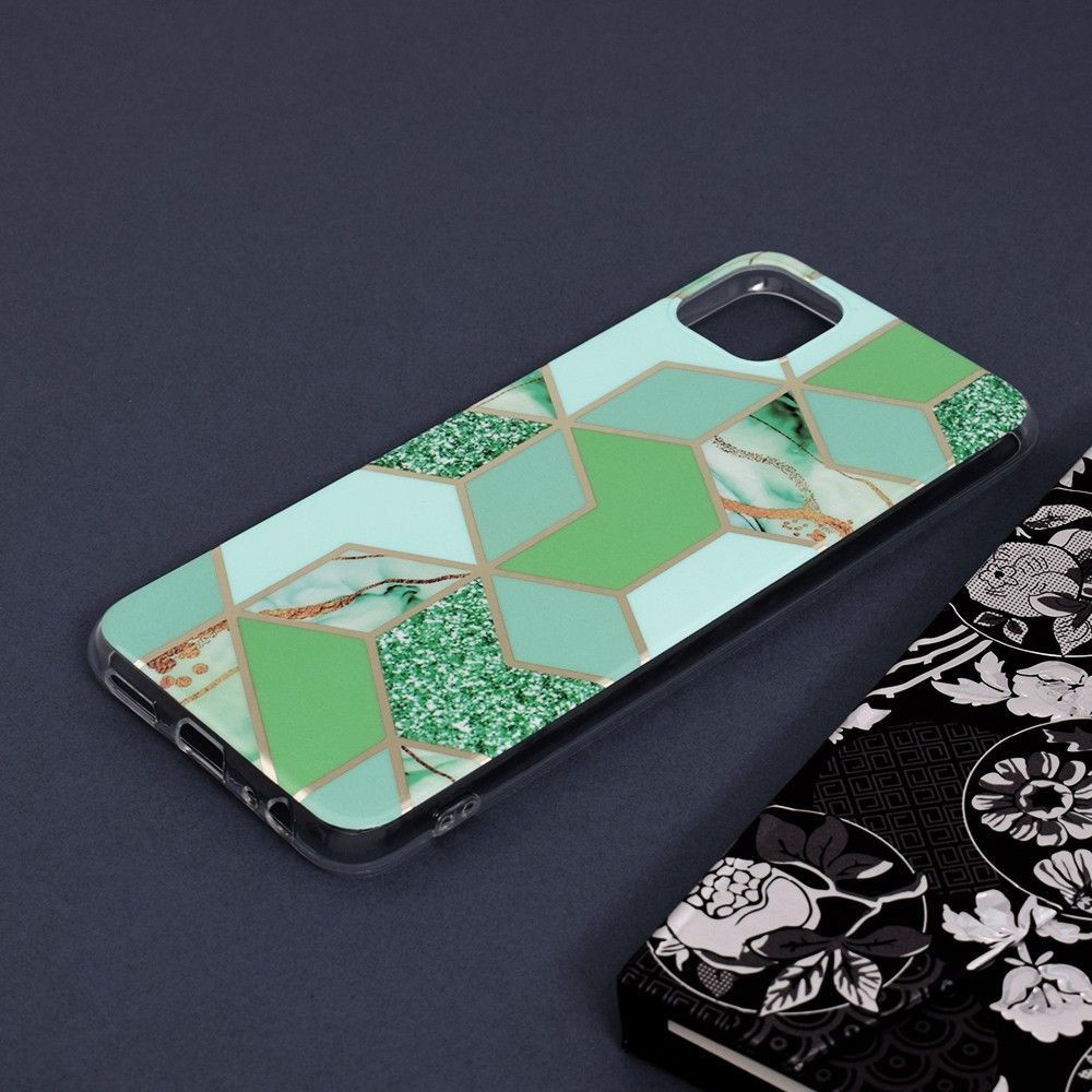 Husa protectie Samsung Galaxy A72, Marble Series, verde/auriu — varianta 4