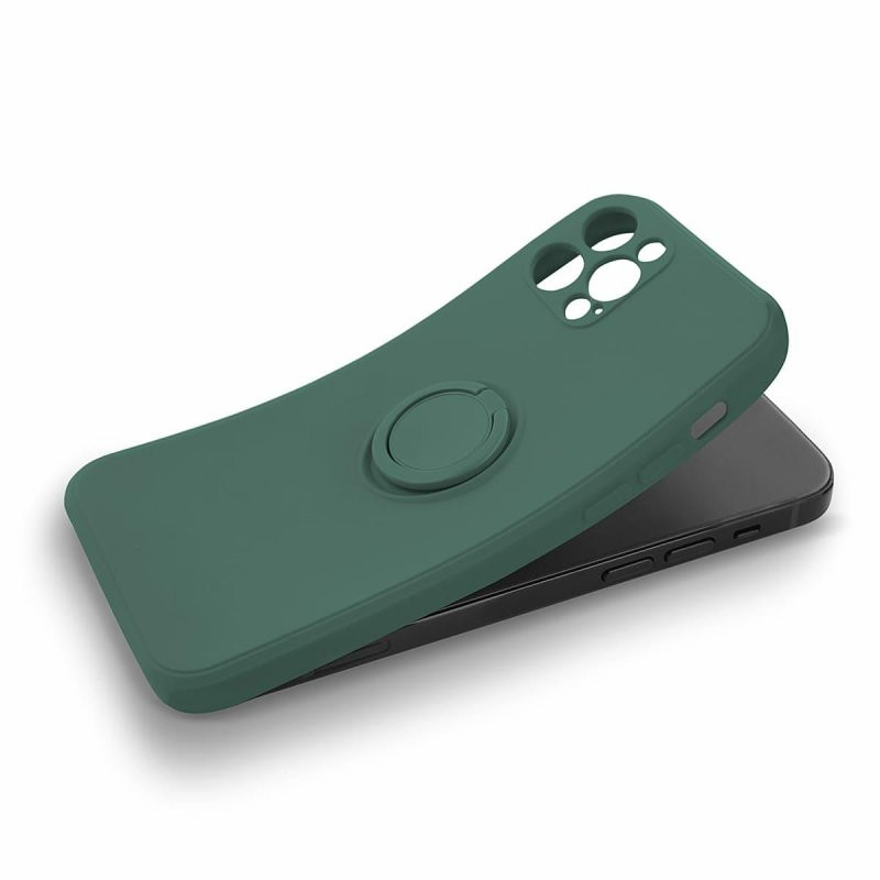 Husa Samsung Galaxy A20e, Ring Silicone, inel rotativ, catifea in interior, verde — varianta 5