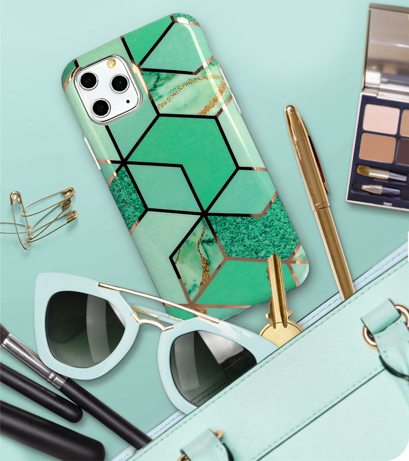 Husa protectie Samsung Galaxy A02s, Marble Series, verde/auriu — varianta 5