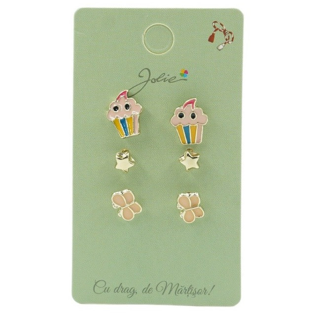 Set 3 perechi cercei, colectia Jolie - Briosa, Stea, Fluture — varianta 2