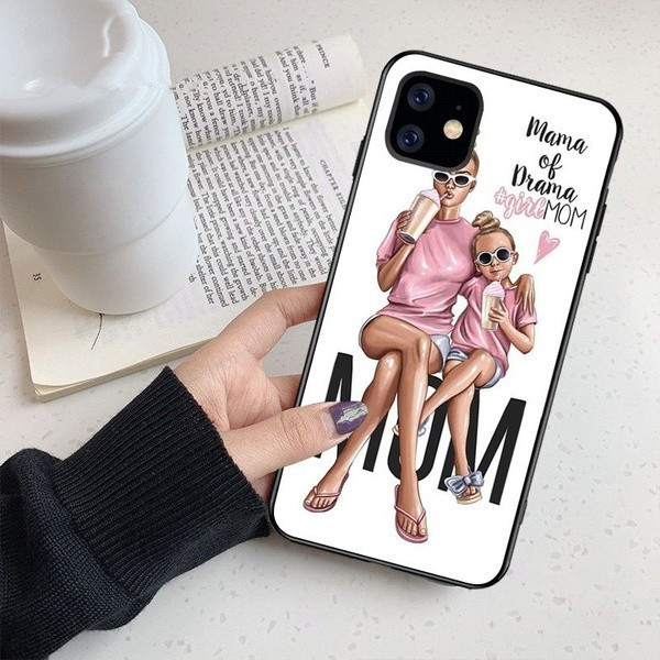 Husa Apple iPhone 13 Pro Max, Printed Glass, sticla + TPU, model Mama of Drama — varianta 2