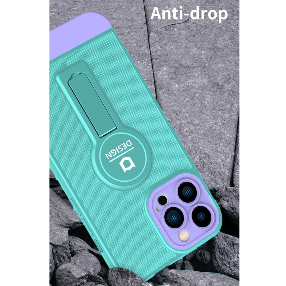 Husa Apple iPhone 11 Pro Max, Armor Design, functie stand, insertie metalica pentru suport auto magnetic, turcoaz/lila — varianta 3