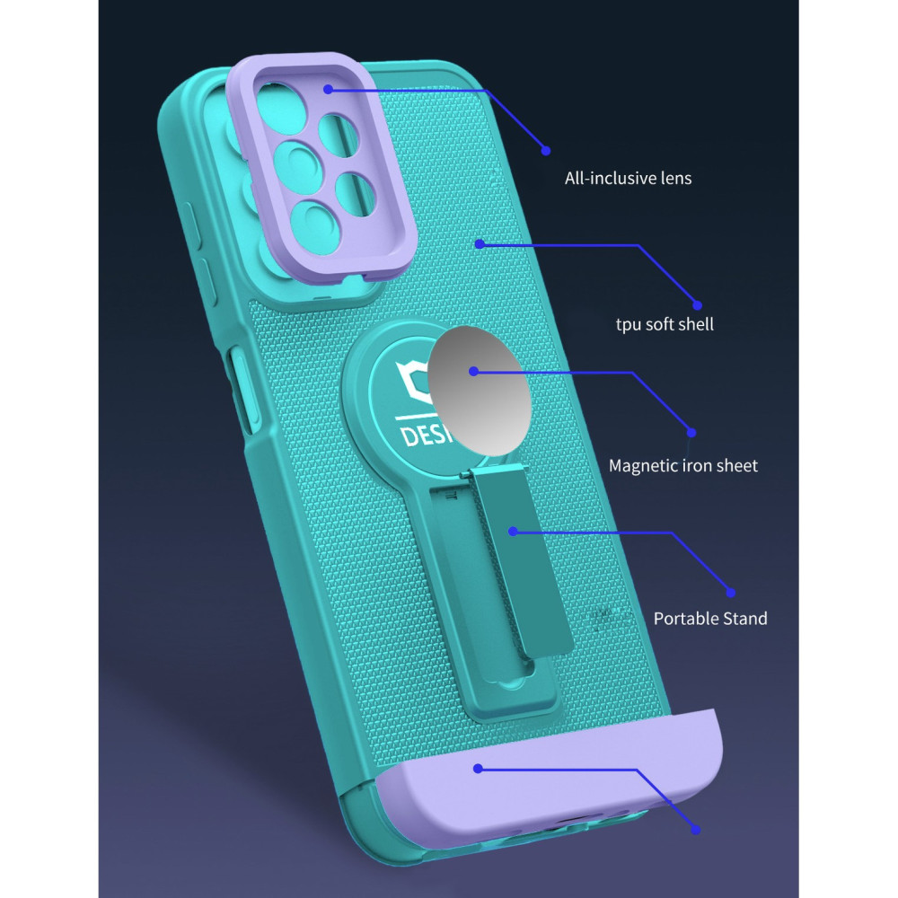 Husa Apple iPhone 11 Pro Max, Armor Design, functie stand, insertie metalica pentru suport auto magnetic, turcoaz/lila — varianta 4