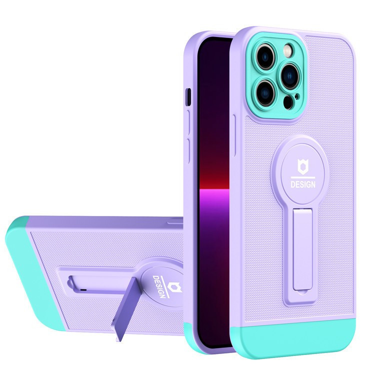 Husa Apple iPhone 11 Pro Max, Armor Design, functie stand, insertie metalica pentru suport auto magnetic, lila/turcoaz — varianta 2