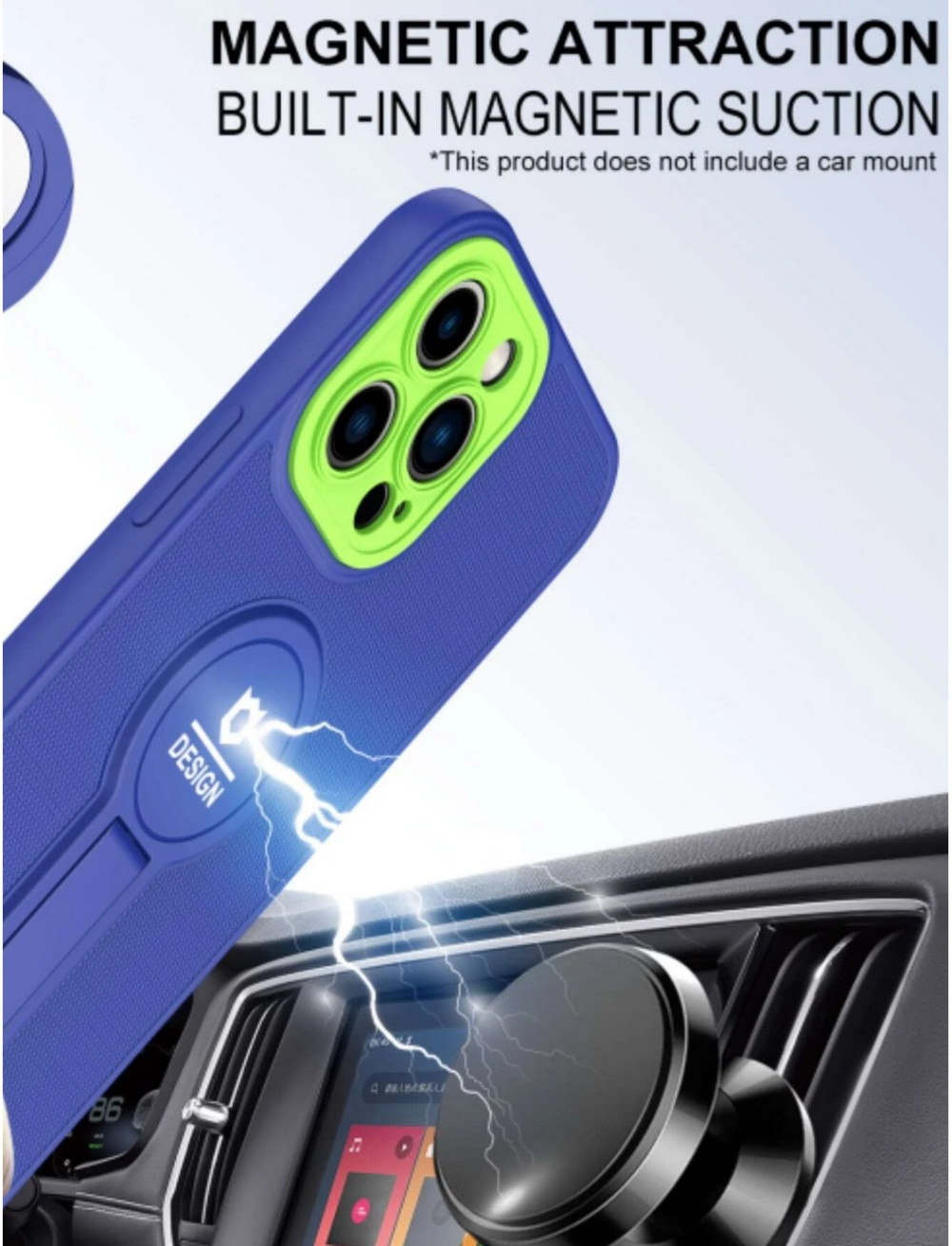 Husa Apple iPhone 13 Pro, Armor Design, functie stand, insertie metalica pentru suport auto magnetic, albastru — varianta 6