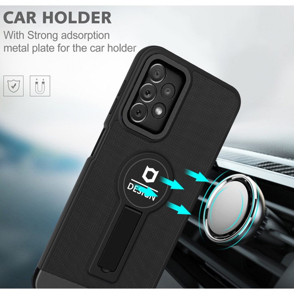 Husa Samsung Galaxy A13 4G, Armor Design, functie stand, insertie metalica pentru suport auto magnetic, verde/albastru — varianta 3