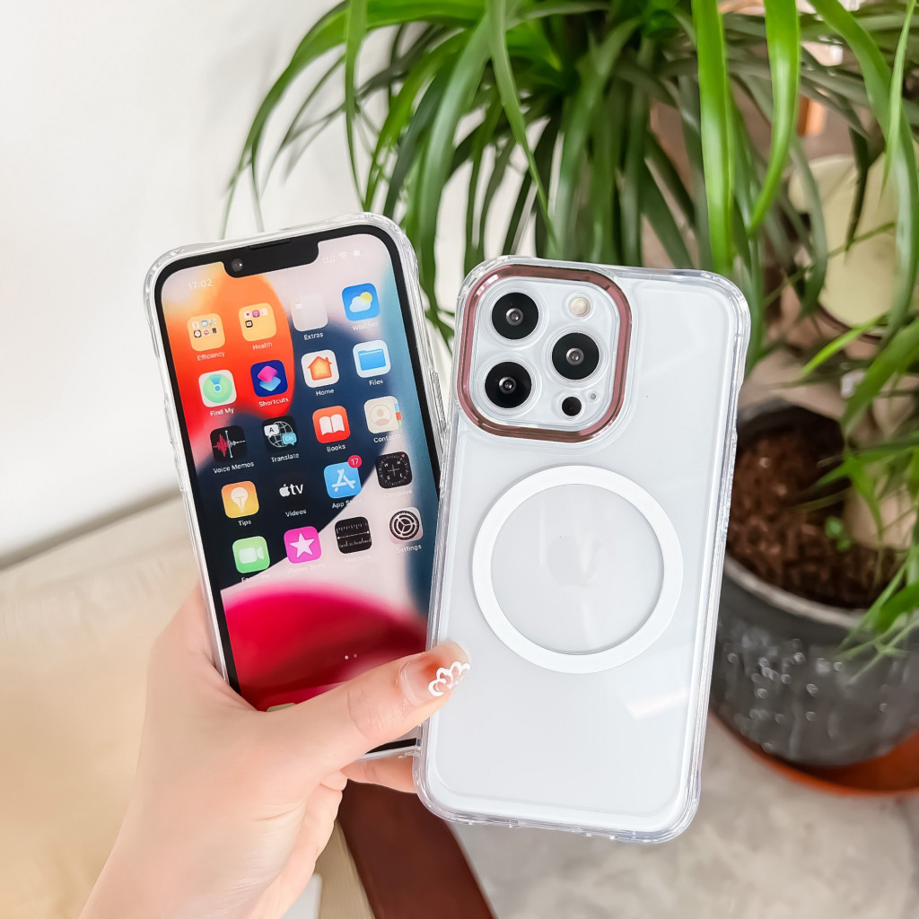 Husa de protectie Apple iPhone 12, MagSafe, protectie camere roz, transparenta — 4