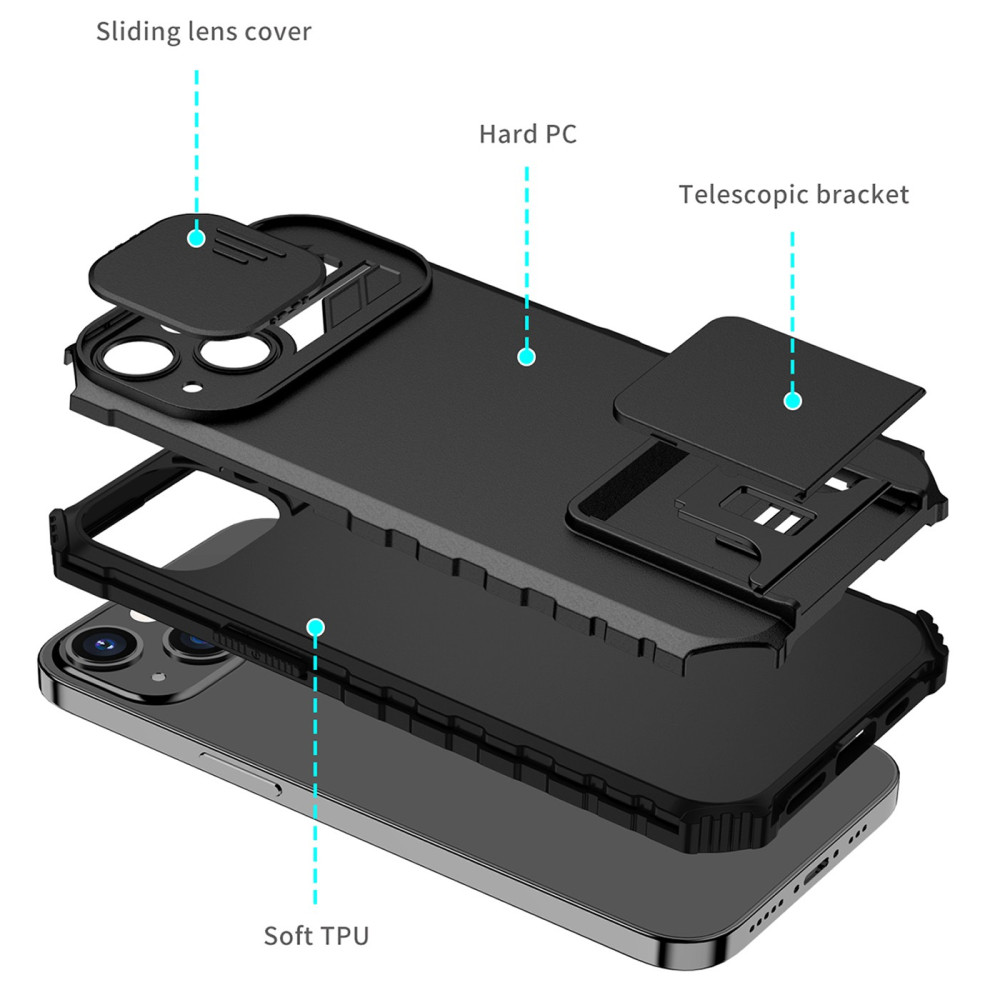Husa Apple iPhone 11, Defender Camshield, stand expunere, protectie camera, neagra — varianta 2