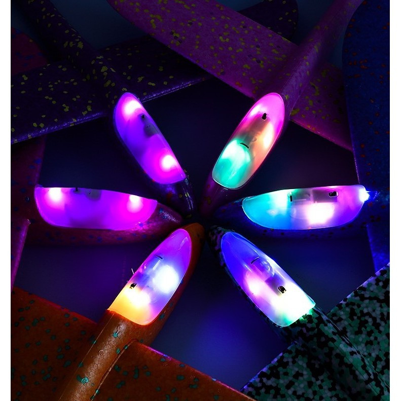 Avion planor din polistiren, cu iluminare LED, 47 cm, verde — varianta 3