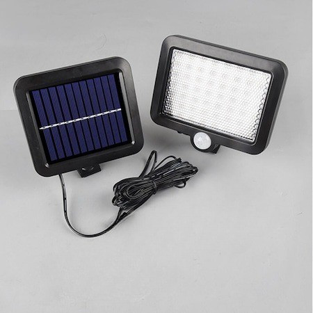 Lampa solara cu senzor de miscare, 56 LED-uri, montaj pe perete, neagra — varianta 2