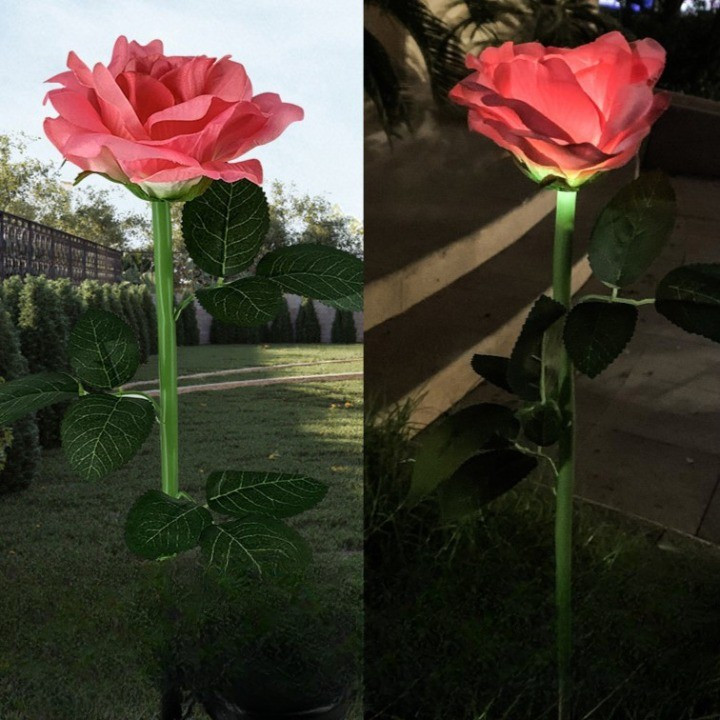 Lampa Solara LED tip Trandafir cu o floare pentru Gradina, Inaltime 75 cm — 2