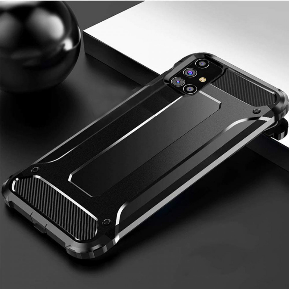 Husa protectie Samsung Galaxy A51, Armor Case, hibrid (TPU + Plastic), neagra — varianta 2