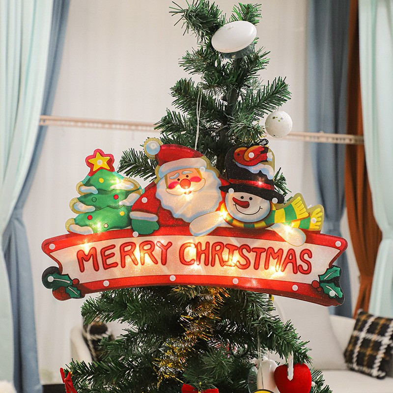 Decoratiune de Craciun pentru fereastra, Merry Christmas, cu LED-uri, 24 cm, alb cald — varianta 3