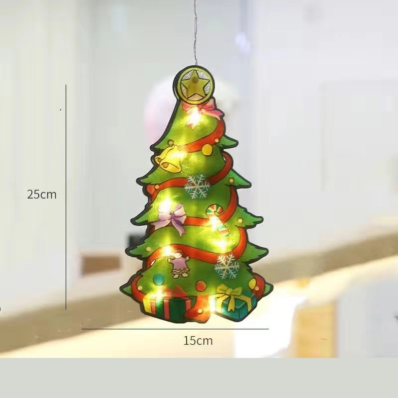 Decoratiune de Craciun pentru fereastra, brad, cu LED-uri, 26 cm, alb cald — varianta 2