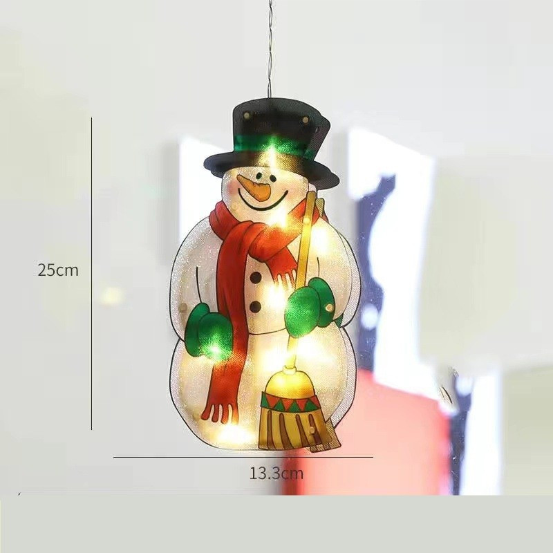 Decoratiune de Craciun pentru fereastra, om de zapada, cu LED-uri, 26 cm, alb cald — 2