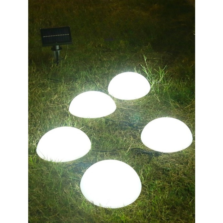 Decoratiune pentru gradina, lampi solare in forma de ciuperca, 5 ciuperci, alb rece — varianta 2