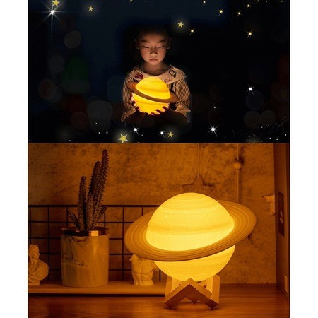 Lampa de veghe 3D Saturn Light, alb cald, alimentare baterii, stand plastic inclus, 15 cm — varianta 3