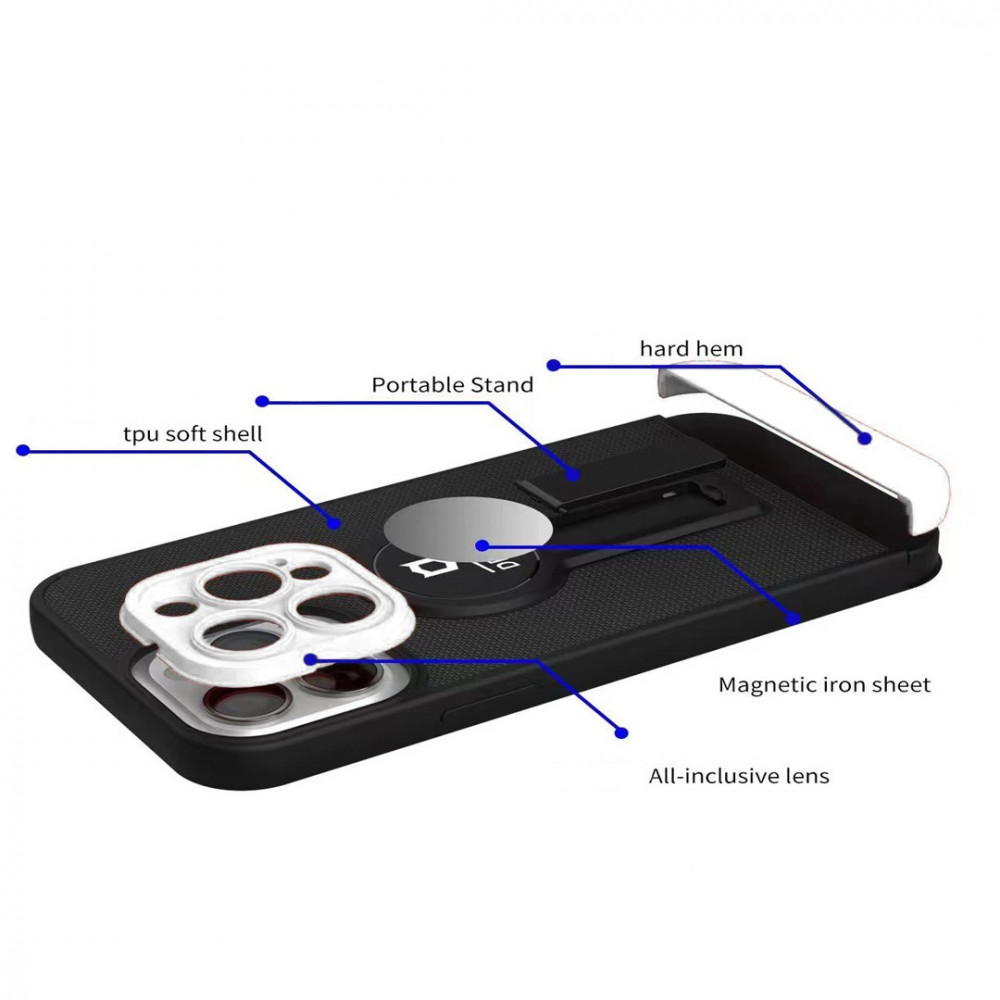 Husa Samsung Galaxy S21 FE , Armor Design, functie stand, insertie metalica pentru suport auto magnetic, negru/alb — 5