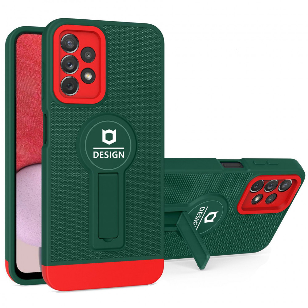 Husa Samsung Galaxy A22 5G, Armor Design, functie stand, insertie metalica pentru suport auto magnetic, verde/rosu — 2