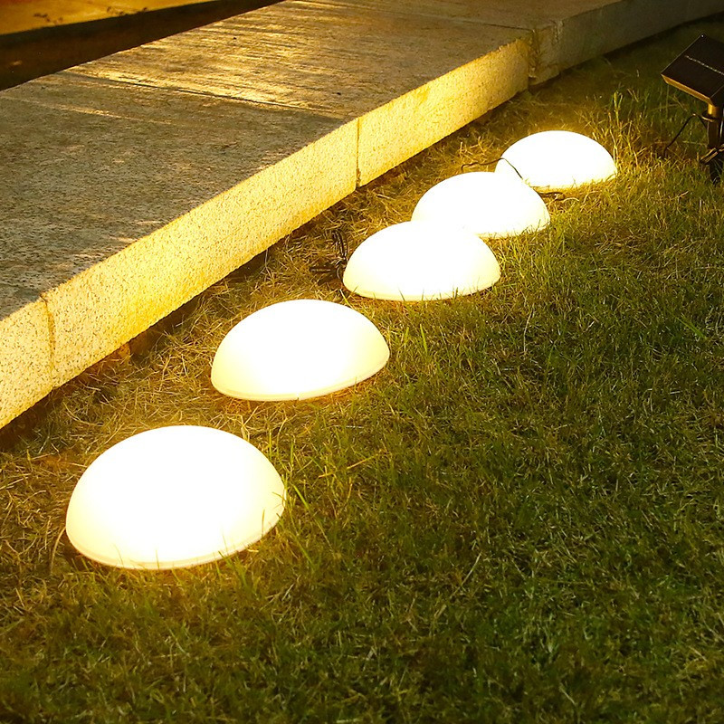 Decoratiune pentru gradina, lampa solara in forma de ciupera, 5 ciuperci, alb cald — 2