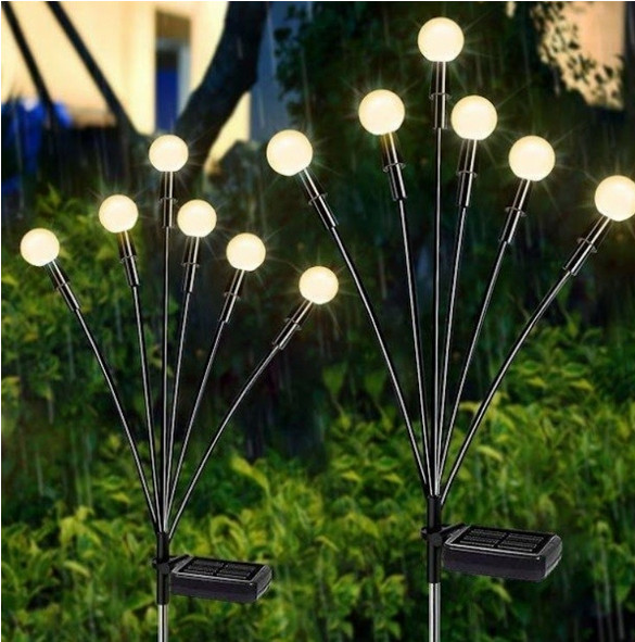 Decoratiune solara pentru gradina cu 6 bulbi, lumina alb cald — varianta 2