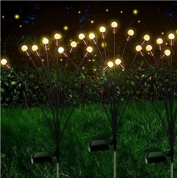 Decoratiune solara pentru gradina cu 6 bulbi, lumina alb cald — varianta 3