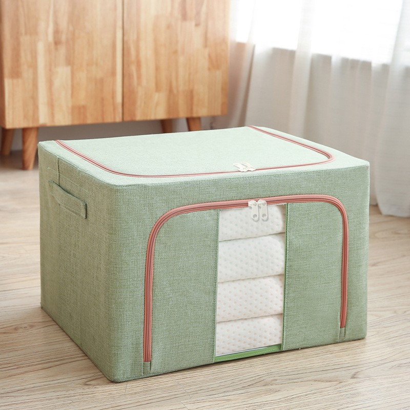 Cutie de depozitare pliabila cu fermoar, 100 litri, material textil, 60 X 42 X 40 cm, verde — varianta 2