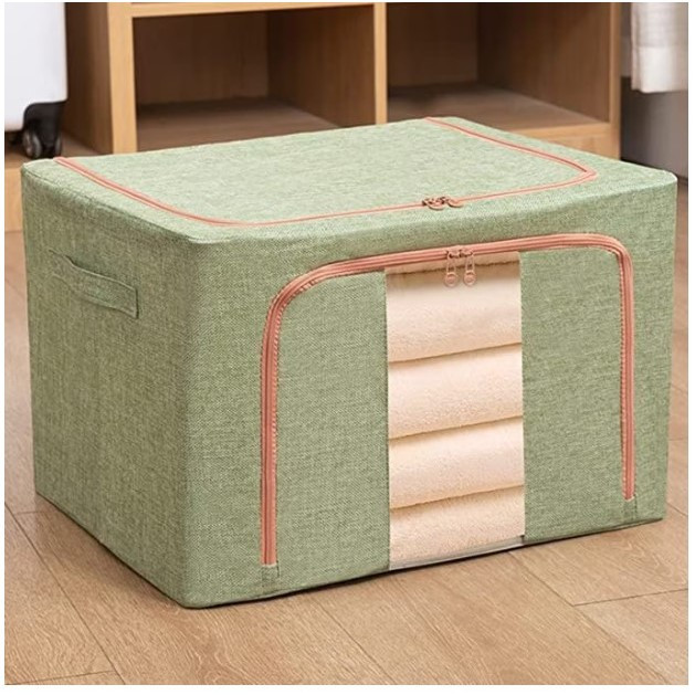 Cutie de depozitare pliabila cu fermoar, 100 litri, material textil, 60 X 42 X 40 cm, verde — varianta 4
