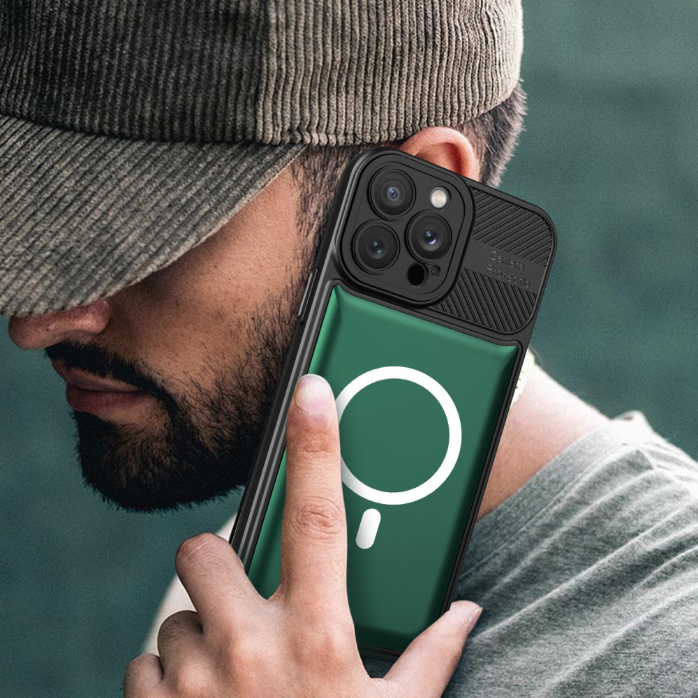 Husa Apple iPhone 12 Pro, Urban Series, prindere suport auto magnetic, antisoc, verde inchis — 2