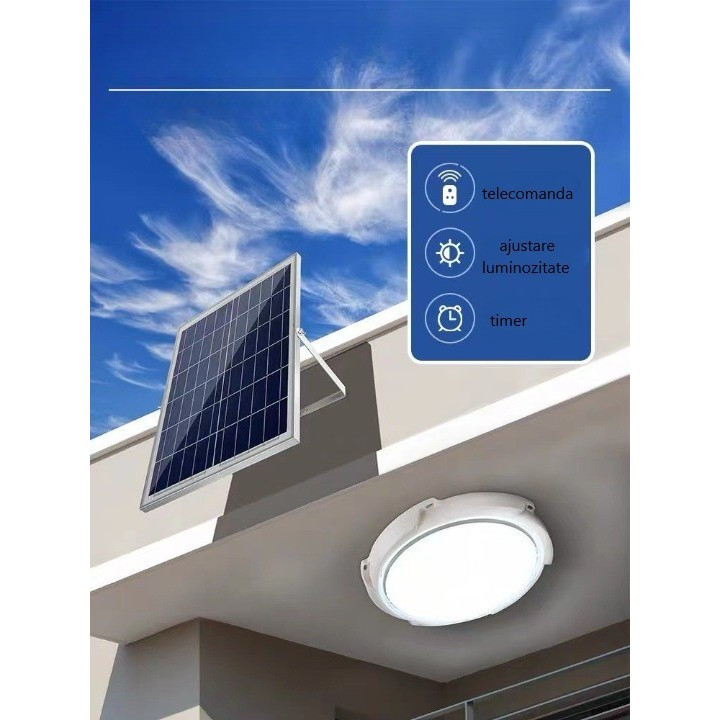 Plafoniera solara, 300 W, diametru 360 MM, cu telecomanda, alb rece — varianta 2