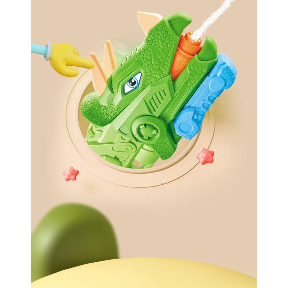 Jucarie pistol cu apa, Triceratops, plastic, 3 duze, rezervor 1330 ml, 6 ani+, verde — varianta 3