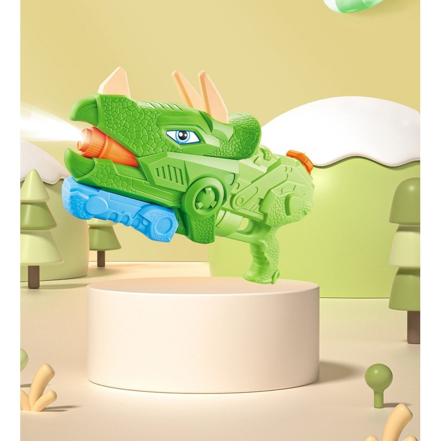 Jucarie pistol cu apa, Triceratops, plastic, 3 duze, rezervor 1330 ml, 6 ani+, verde — varianta 4