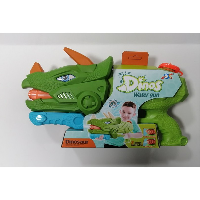 Jucarie pistol cu apa, Triceratops, plastic, 3 duze, rezervor 1330 ml, 6 ani+, verde — varianta 5