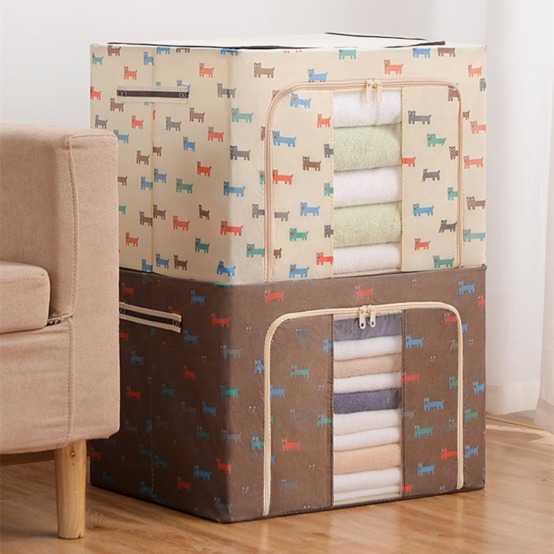 Cutie de depozitare pliabila cu fermoar, 24 litri, 40 X 30 X 20 cm, imprimeu catelus, bej — varianta 4
