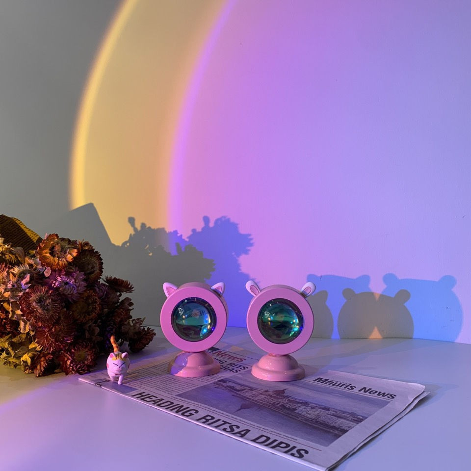 Lampa de veghe cu proiectie multicolor RGB, 6 filtre colorate, 3 tipuri de urechi — varianta 4