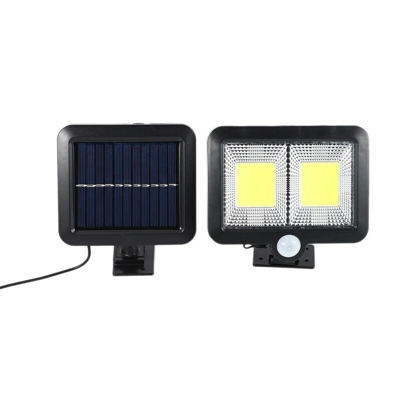 Lampa solara cu senzor de miscare, 108 COB LED, 2 grile, 2400lm, IP65, neagra — varianta 2