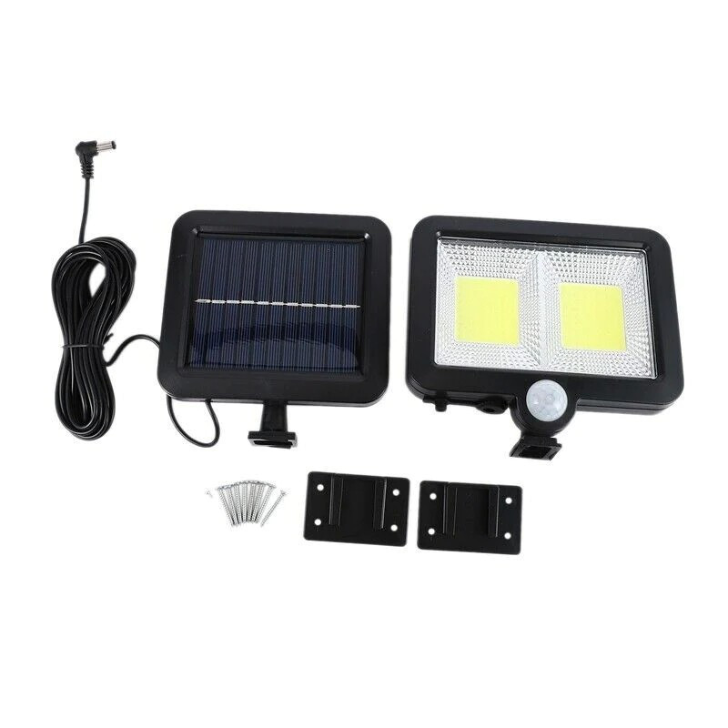 Lampa solara cu senzor de miscare, 108 COB LED, 2 grile, 2400lm, IP65, neagra — varianta 3