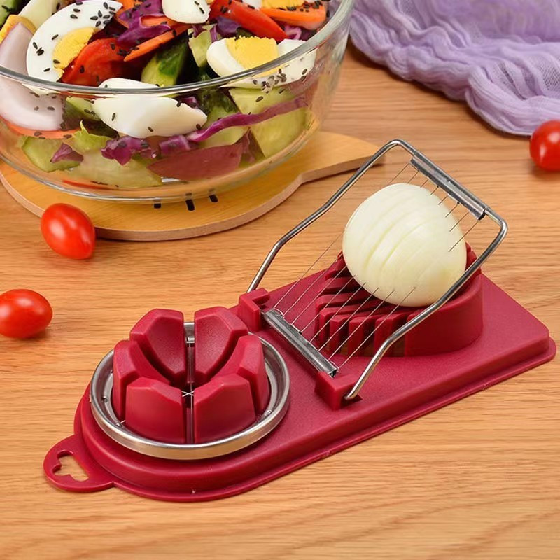 Feliator multifunctional oua, mozzarela, fructe, 2 forme de feliere, agatatoare, 20 cm, visiniu — varianta 3