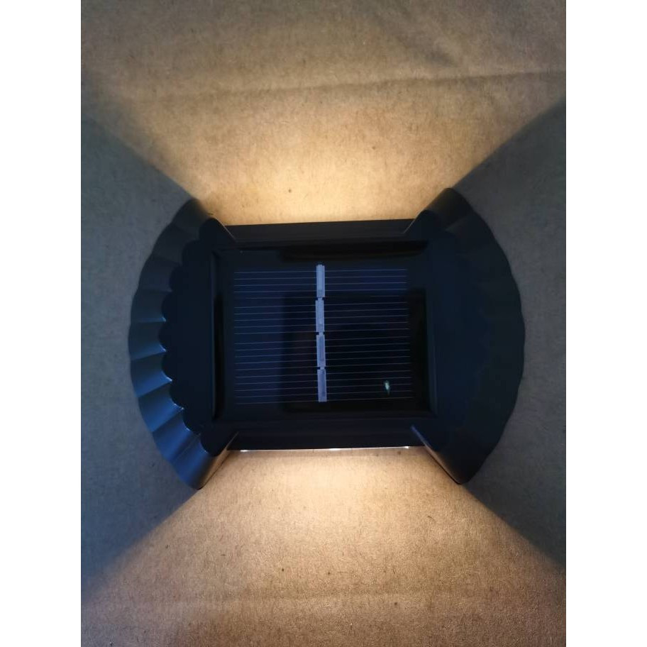 Aplica solara LED bidirectionala pentru perete, 8 LED-uri, alb cald — varianta 2