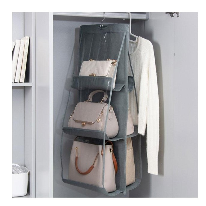 Organizator genti 6 compartimente, suspendabil, 85 x 36 cm, gri — 3