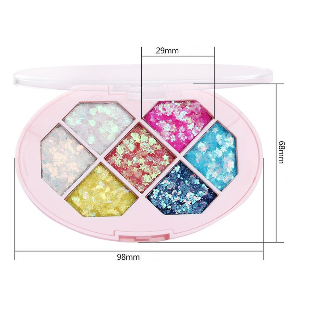 Paleta cu Glitter, Flippy, Varianta 1, 7 Nuante, Pentru Corp si Par, 50 g, Rezistent la Apa, 9.8 x 6.8 cm, Multicolor — 3
